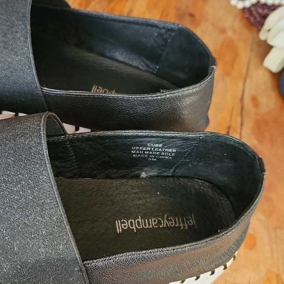 Jeffrey Campbell Cube Black and White Leather Shoes Sz 9 - Picture 16 of 16